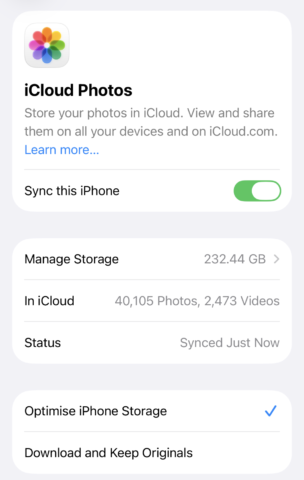 Photos settings