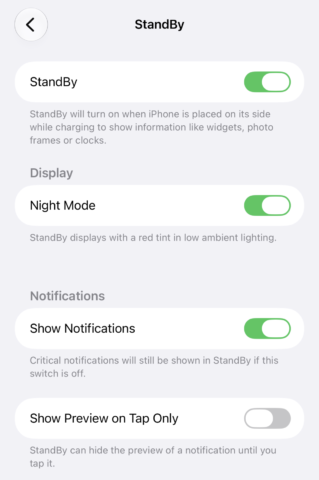 StandBy older iPhone
